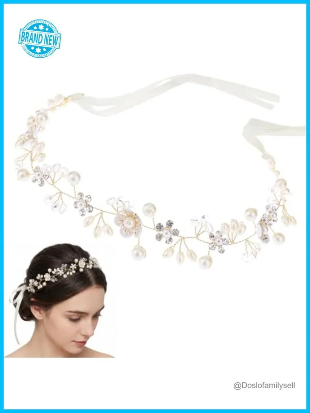 Elegant Pearl & Rhinestone Crown Headpiece for Wedding Engagement Prom